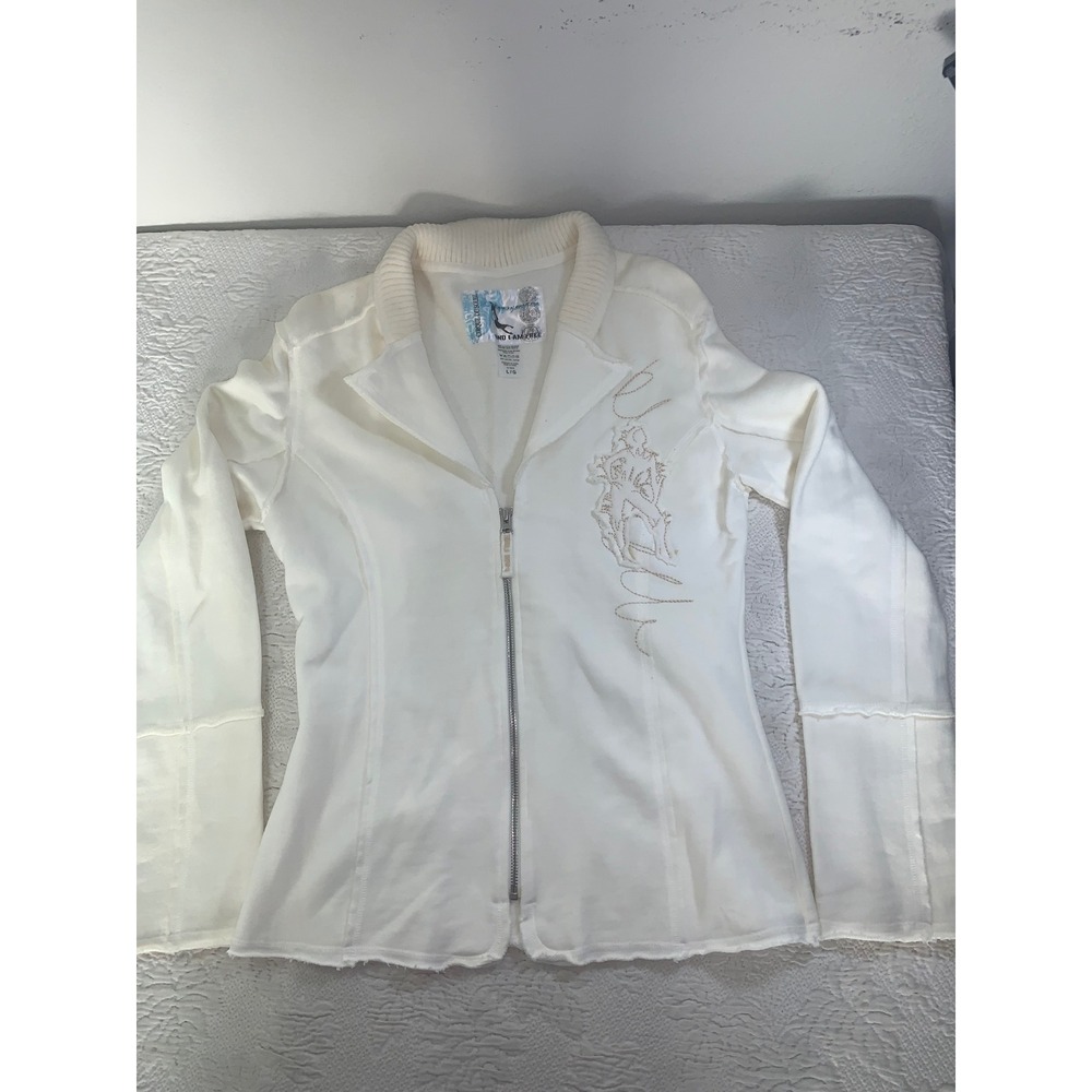 Cirque Du Soleil White Full Zip Cotton Jacket Blazer Style Embroidered Large